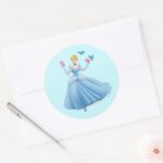Cinderella And Birds Classic Round Sticker
