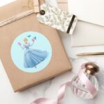 Cinderella And Birds Classic Round Sticker
