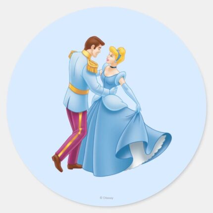 Cinderella And Prince Charming Classic Round Sticker
