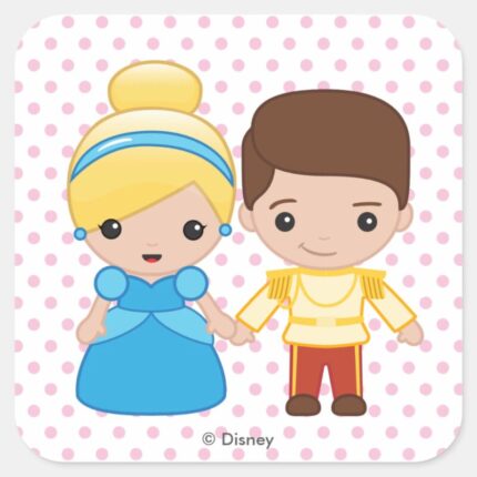 Cinderella And Prince Charming Emoji Square Sticker