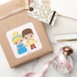 Cinderella And Prince Charming Emoji Square Sticker