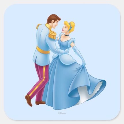 Cinderella And Prince Charming Square Sticker