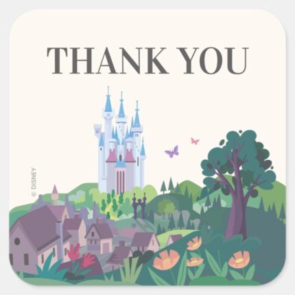 Cinderellas Whimsical Castle Wedding Thank You Square Sticker