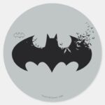 Classic Batman Logo Dissolving Into Bats Classic Round Sticker