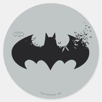 Classic Batman Logo Dissolving Into Bats Classic Round Sticker