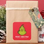 Classic Grinch Christmas Personalized Square Sticker