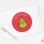 Classic Grinch Christmas Address Classic Round Sticker
