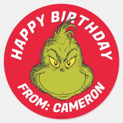 Classic Grinch Happy Birthday Classic Round Sticker