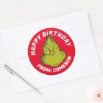 Classic Grinch Happy Birthday Classic Round Sticker