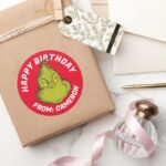 Classic Grinch Happy Birthday Classic Round Sticker