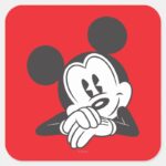 Classic Mickey Mouse Cute Portrait Square Sticker