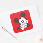 Classic Mickey Mouse Cute Portrait Square Sticker