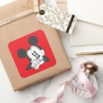 Classic Mickey Mouse Cute Portrait Square Sticker