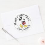 Classic Mickey Mouse Happy Birthday Classic Round Sticker