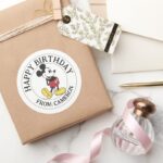 Classic Mickey Mouse Happy Birthday Classic Round Sticker