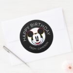 Classic Mickey Rainbow Head Happy Birthday Classic Round Sticker