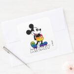 Classic Mickey Rainbow Stripes Square Sticker