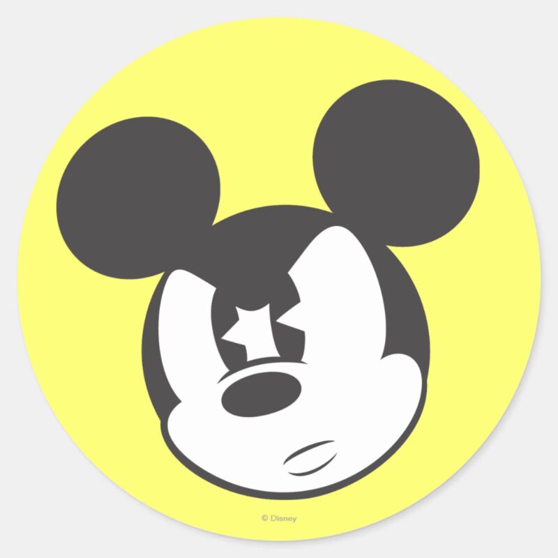 Classic Mickey Angry Head Classic Round Sticker