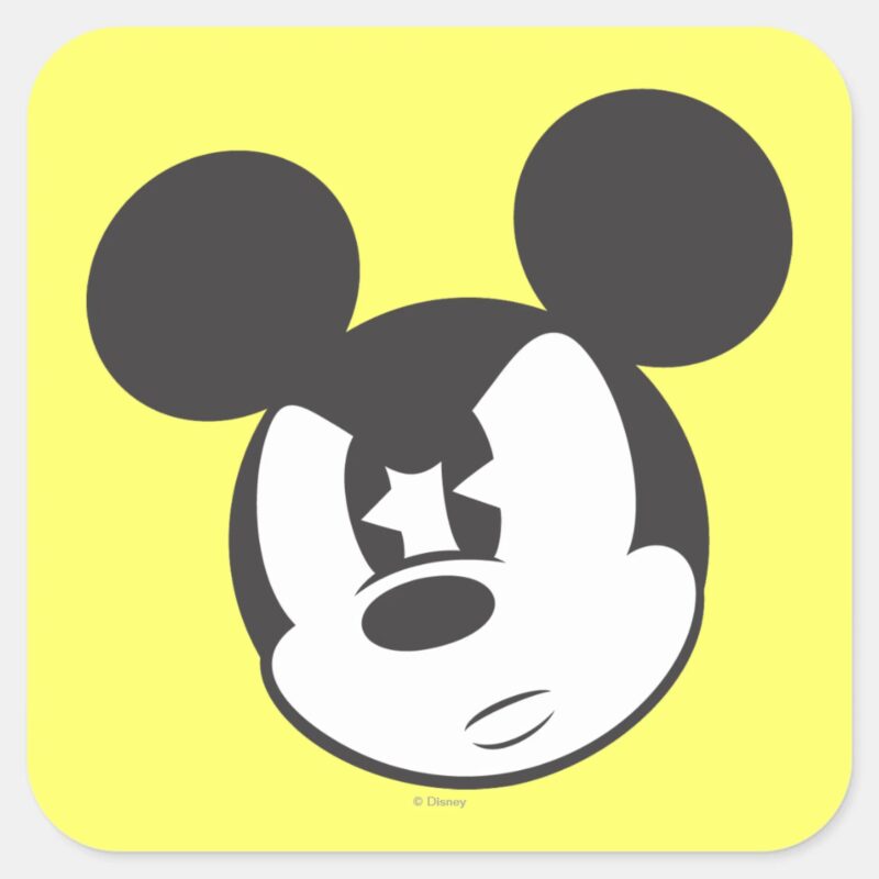Classic Mickey Angry Head Square Sticker