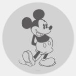 Classic Mickey Black And White Classic Round Sticker