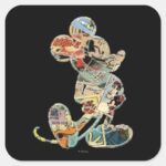 Classic Mickey Comic Silhouette Square Sticker