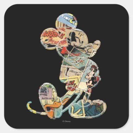 Classic Mickey Comic Silhouette Square Sticker