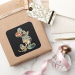 Classic Mickey Comic Silhouette Square Sticker