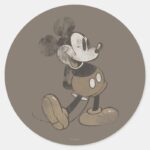 Classic Mickey Distressed Classic Round Sticker