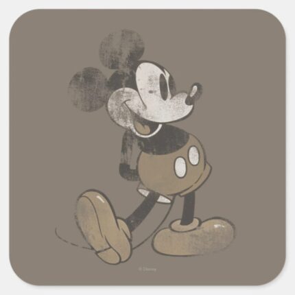 Classic Mickey Distressed Square Sticker