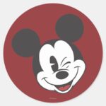 Classic Mickey Head Tilt Wink Classic Round Sticker