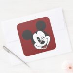 Classic Mickey Head Tilt Wink Square Sticker