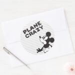 Classic Mickey Plane Crazy Classic Round Sticker