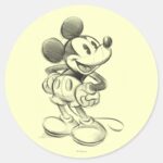Classic Mickey Sketch Classic Round Sticker