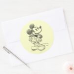 Classic Mickey Sketch Classic Round Sticker
