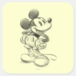 Classic Mickey Sketch Square Sticker