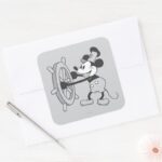 Classic Mickey Steamboat Willie Square Sticker