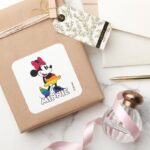 Classic Minnie Rainbow Stripes Square Sticker