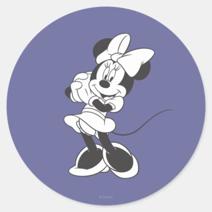 Classic Minnie Black And White Classic Round Sticker