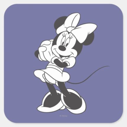 Classic Minnie Black And White Square Sticker