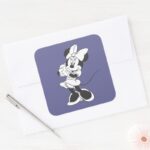 Classic Minnie Black And White Square Sticker