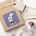 Classic Minnie Black And White Square Sticker