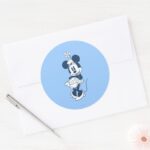 Classic Minnie Blue Hue With Flower Classic Round Sticker