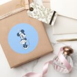 Classic Minnie Blue Hue With Flower Classic Round Sticker