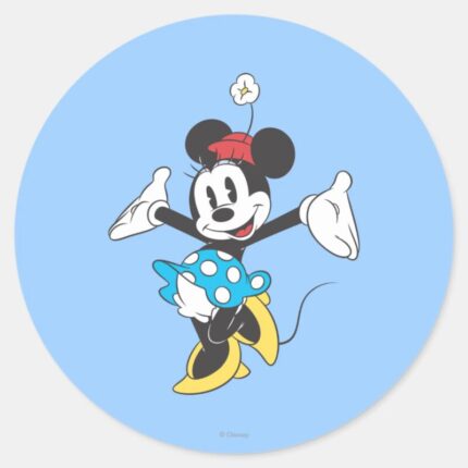 Classic Minnie Excited Classic Round Sticker