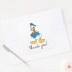 Classic Oh Boy Donald Duck Nautical Birthday Square Sticker