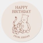 Classic Pooh Tigger Happy Birthday Classic Classic Round Sticker