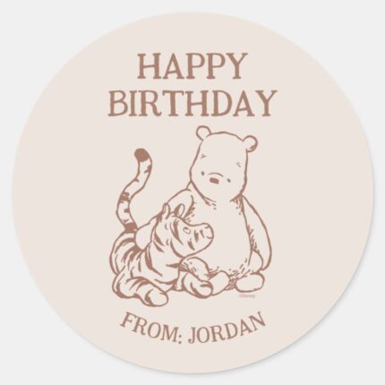 Classic Pooh Tigger Happy Birthday Classic Classic Round Sticker