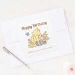 Classic Pooh A Gift From Birthday Square Sticker