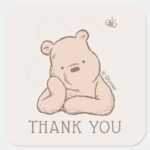 Classic Pooh Baby Shower Thank You Square Sticker