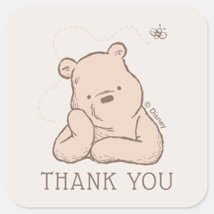 Classic Pooh Birthday Thank You Square Sticker